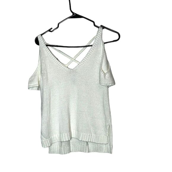 ECOTE KNIT OPEN SHOULDER SHORT SLEEVE XS SWEATER - Picture 1 of 8